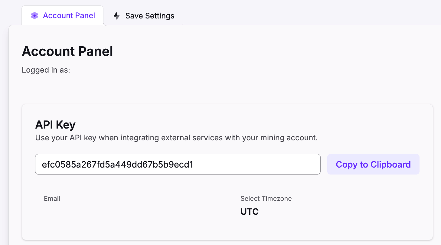 API key screen
